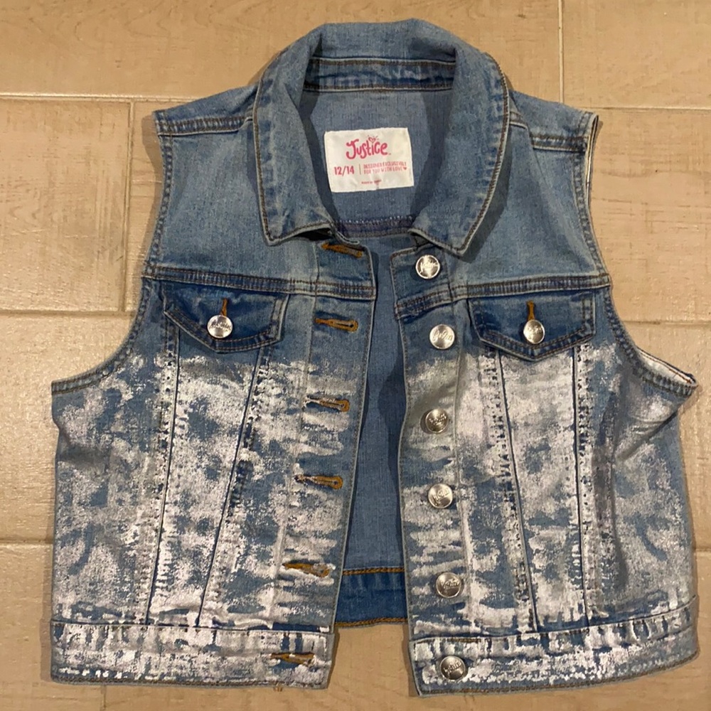 Justice Jean jacket girl’s vest size 12/14
